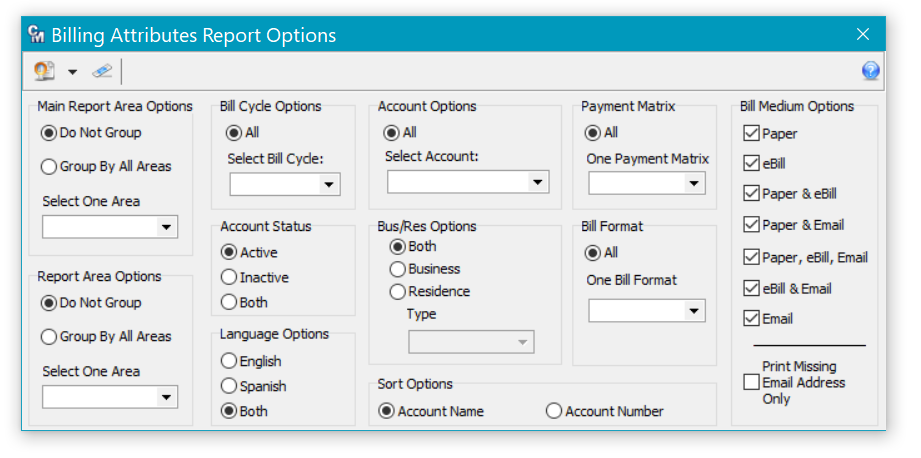 Billing attributes